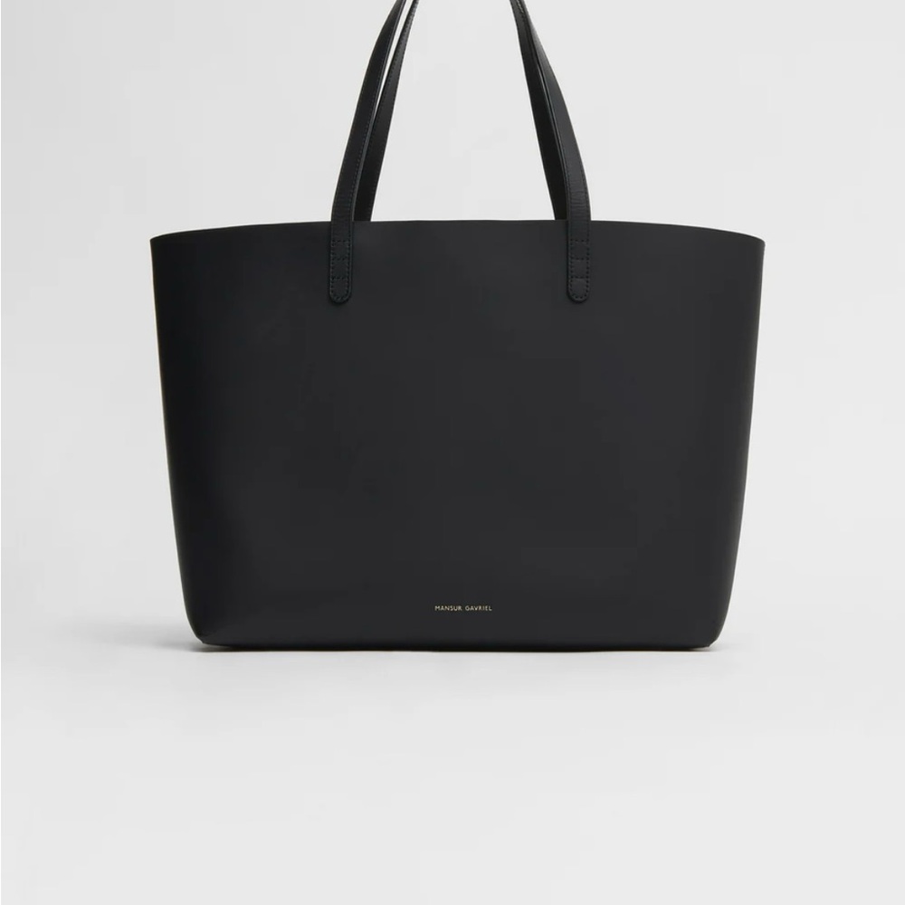 Mansur Gavriel Large Tote Italian Vegetable Leather in Black and Royal Blue In